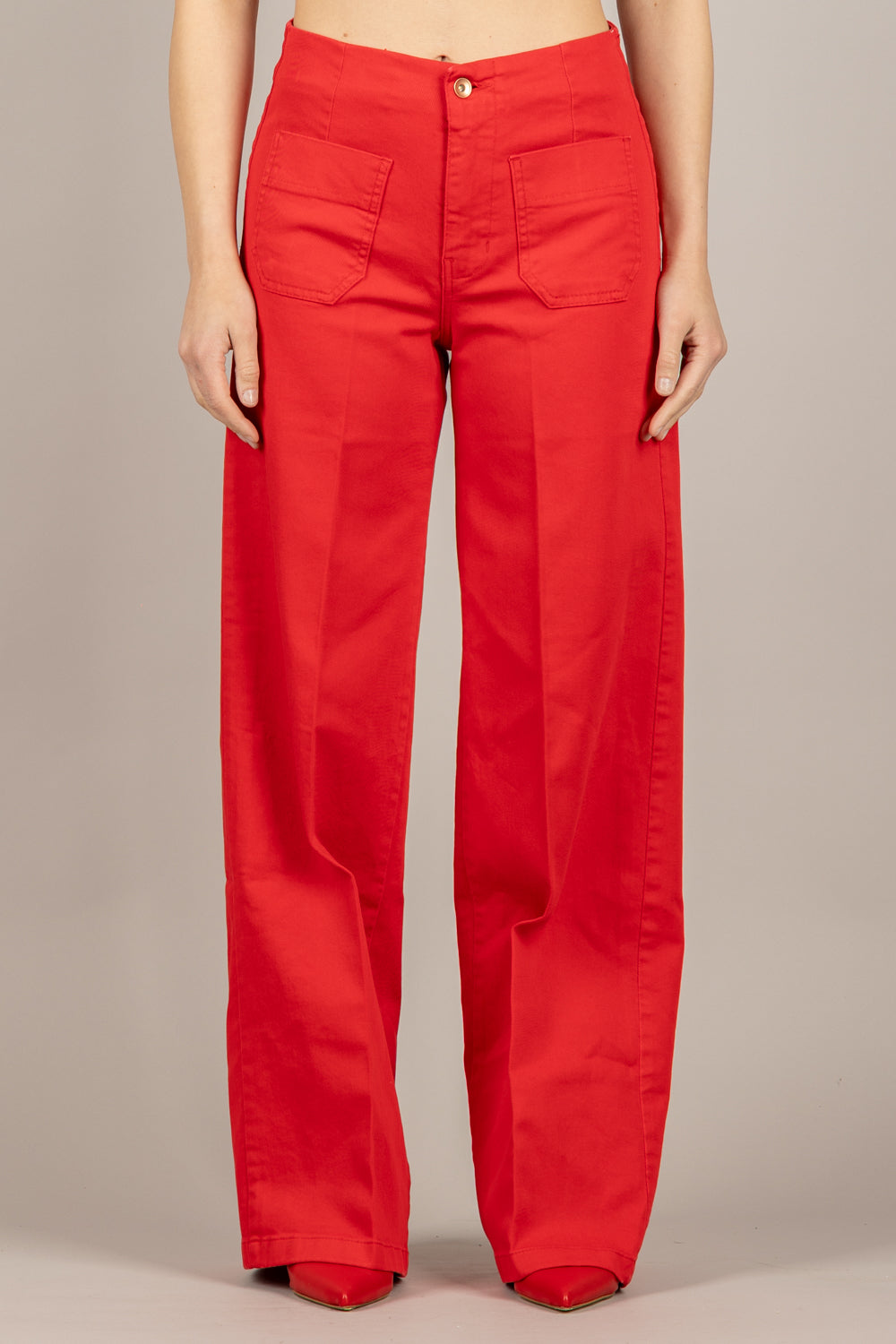 TENSIONE IN - CJ12721 - JEANS CON TASCHINI FRONTALI ROSSO