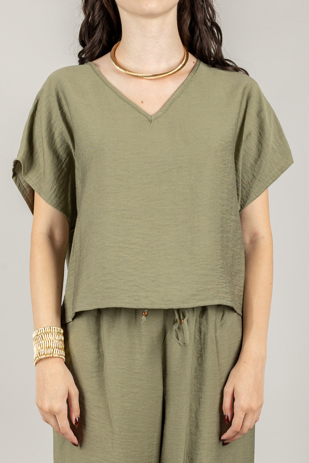 TENSIONE IN - 25C7935 - BLUSA SCOLLO A V MANICA CORTA