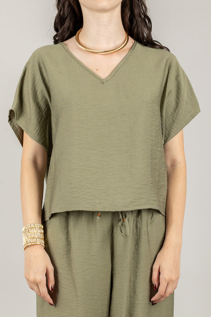 TENSIONE IN - 25C7935 - BLUSA SCOLLO A V MANICA CORTA