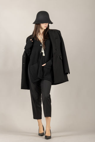 VICOLO - 77353F - CARDIGAN GILET SCOLLO SCHIENA CON MANICOTTI