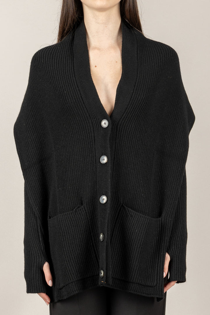 VICOLO - 77353F - CARDIGAN GILET SCOLLO SCHIENA CON MANICOTTI