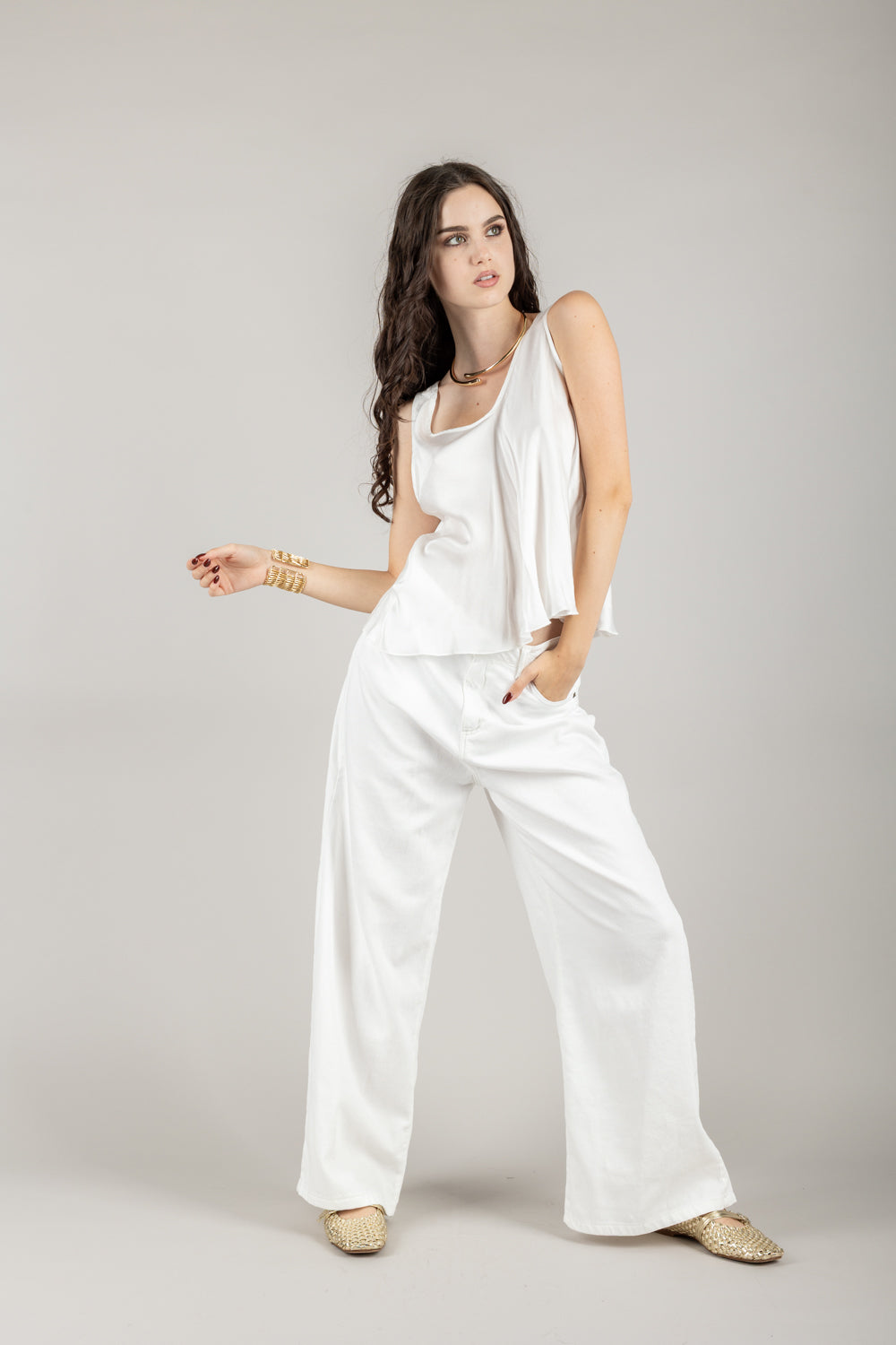 TENSIONE IN - C914T05Q - TOP SATIN SCOLLO V SCHIENA