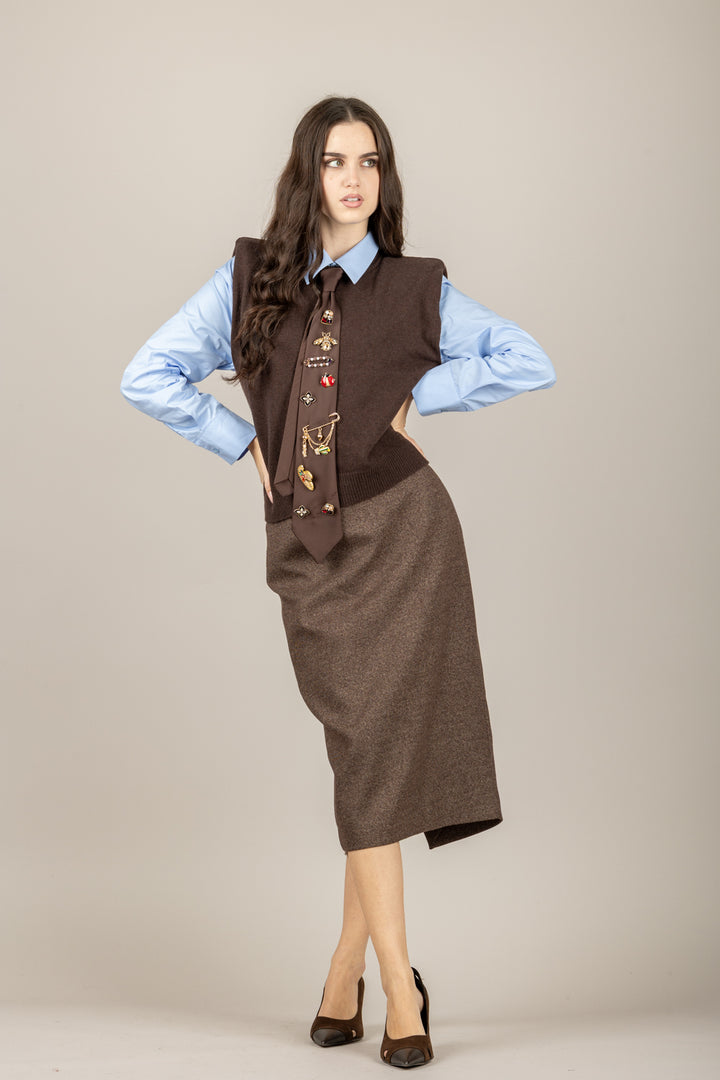 TENSIONE IN - D80088 - MAGLIA SMANICATA CON SPALLINE