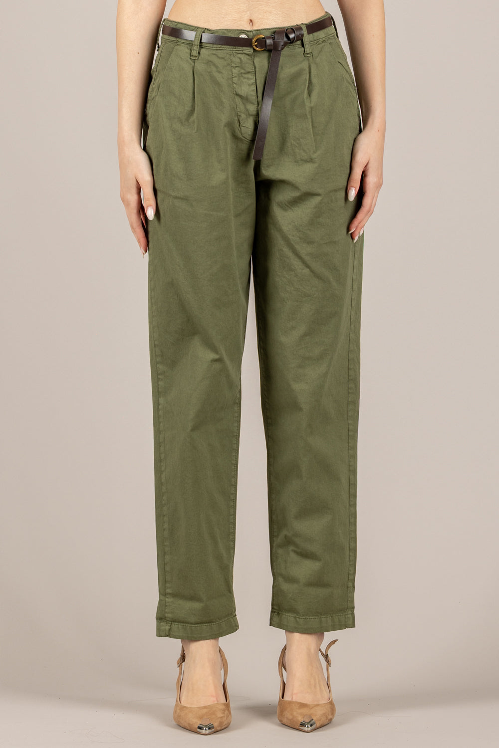 DIXIE - P881A239 - PANTALONE A SIGARETTA CON CINTA ARMY