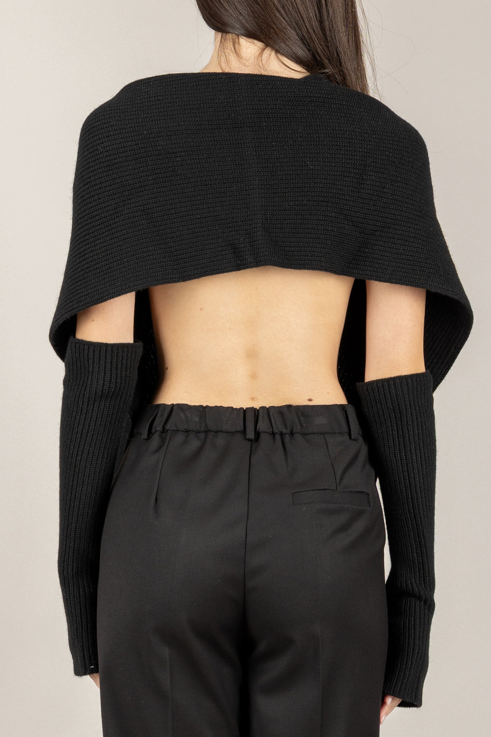 VICOLO - 77353F - CARDIGAN GILET SCOLLO SCHIENA CON MANICOTTI