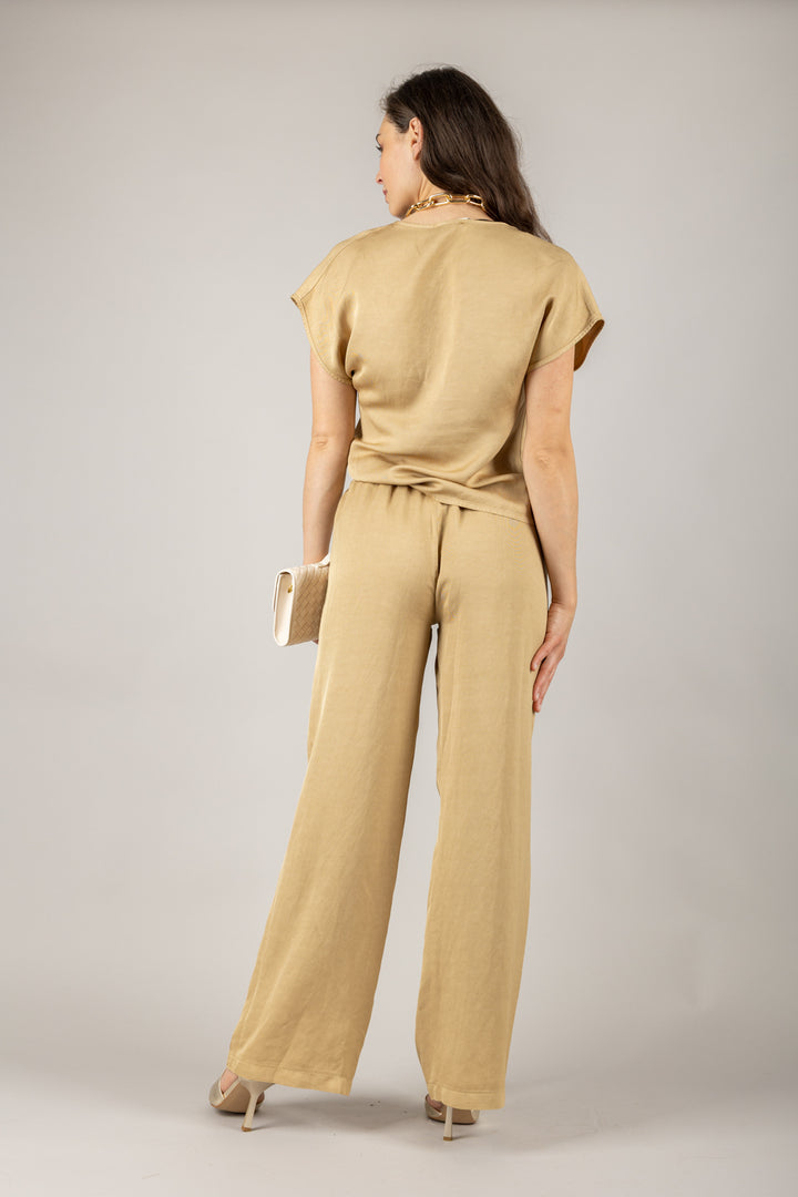 VICOLO - TD2447 - PANTALONE A PALAZZO CON COULISSE