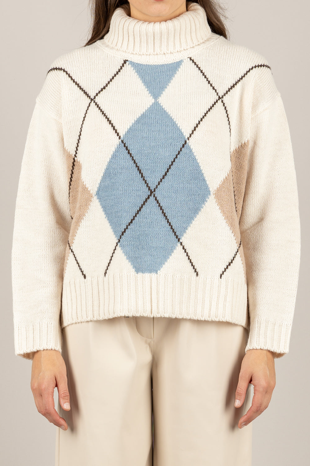 HAVEONE - MFP-M335 - MAGLIA COLLO ALTO CON ROMBI