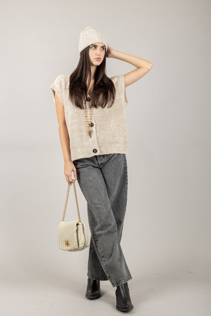 TENSIONE IN - D80941 - GILET OVER TRE BOTTONI