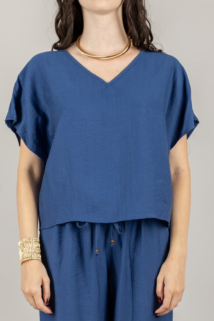 TENSIONE IN - 25C7935 - BLUSA SCOLLO A V MANICA CORTA