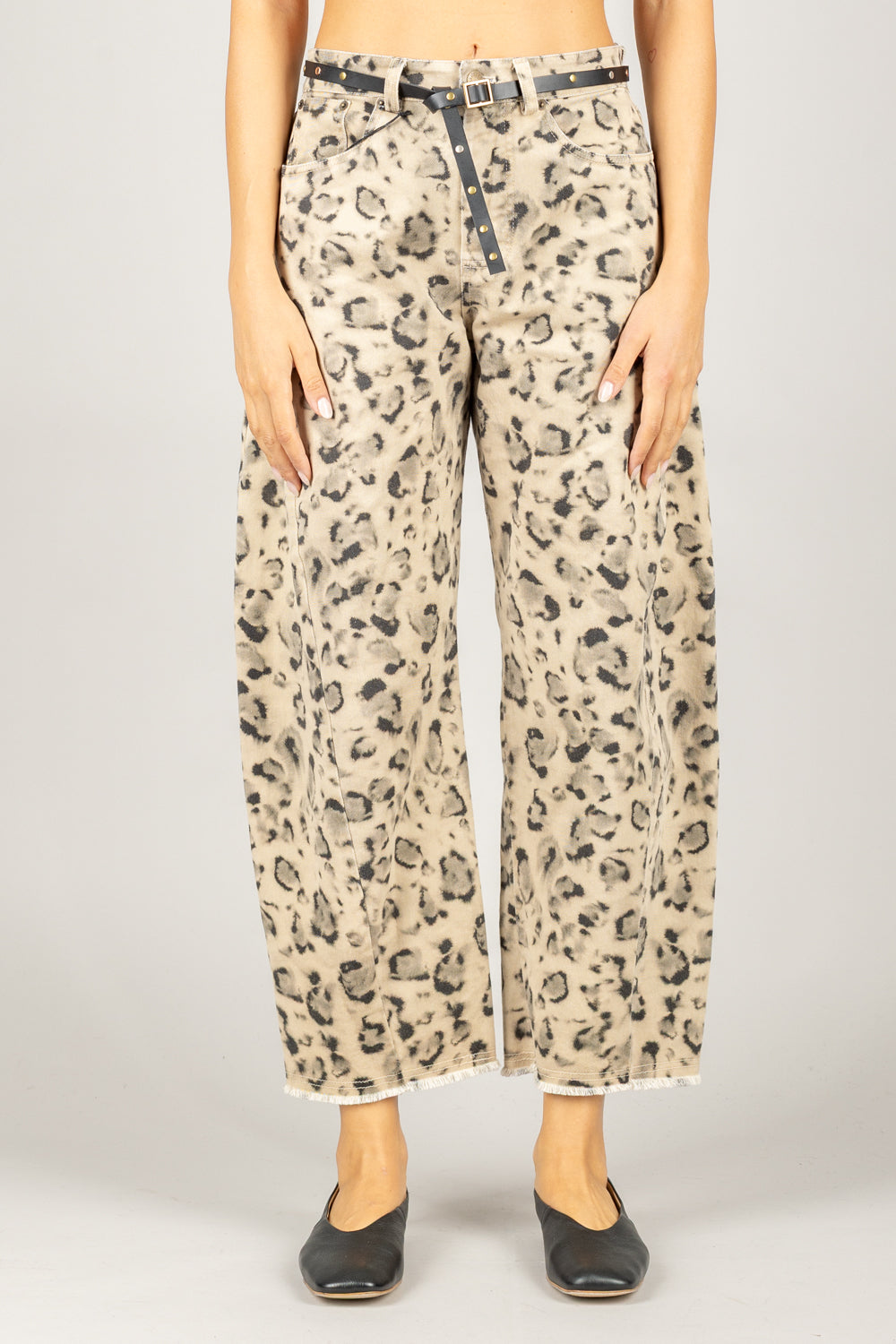 TENSIONE IN - W25P252 - PANTALONE ANIMALIER CON CINTA