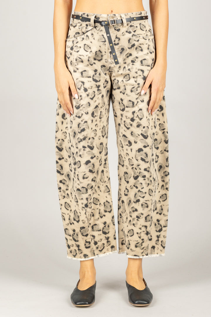 TENSIONE IN - W25P252 - PANTALONE ANIMALIER CON CINTA