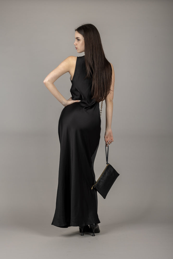 VICOLO - TD0474 - ABITO LUNGO IN SATIN