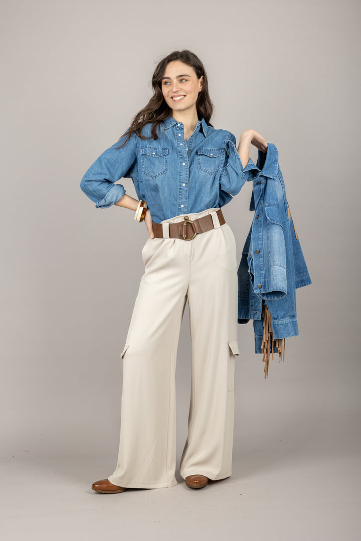 HAVEONE - PVS-N310 - PANTALONE TASCHE LATERALI CON CINTA