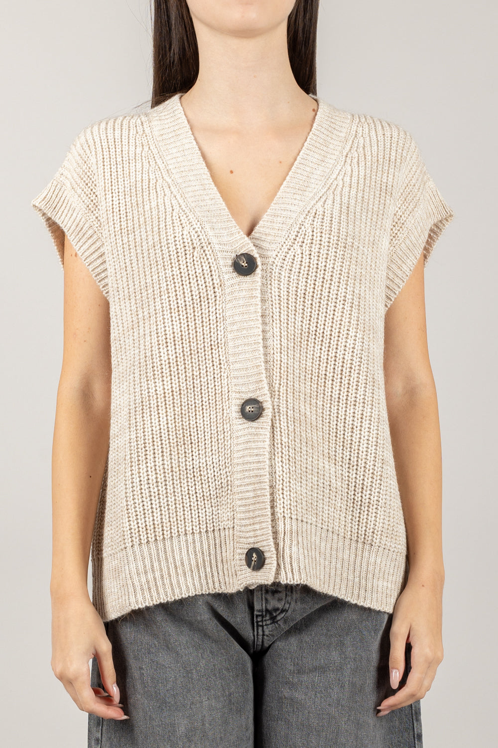 TENSIONE IN - D80941 - GILET OVER TRE BOTTONI
