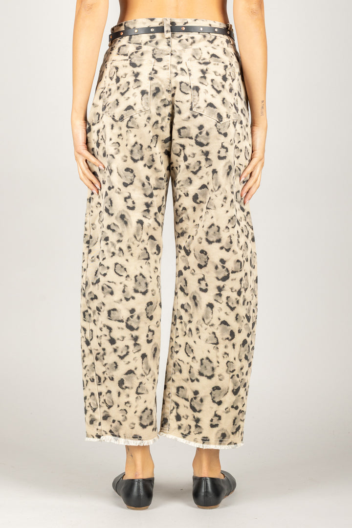 TENSIONE IN - W25P252 - PANTALONE ANIMALIER CON CINTA