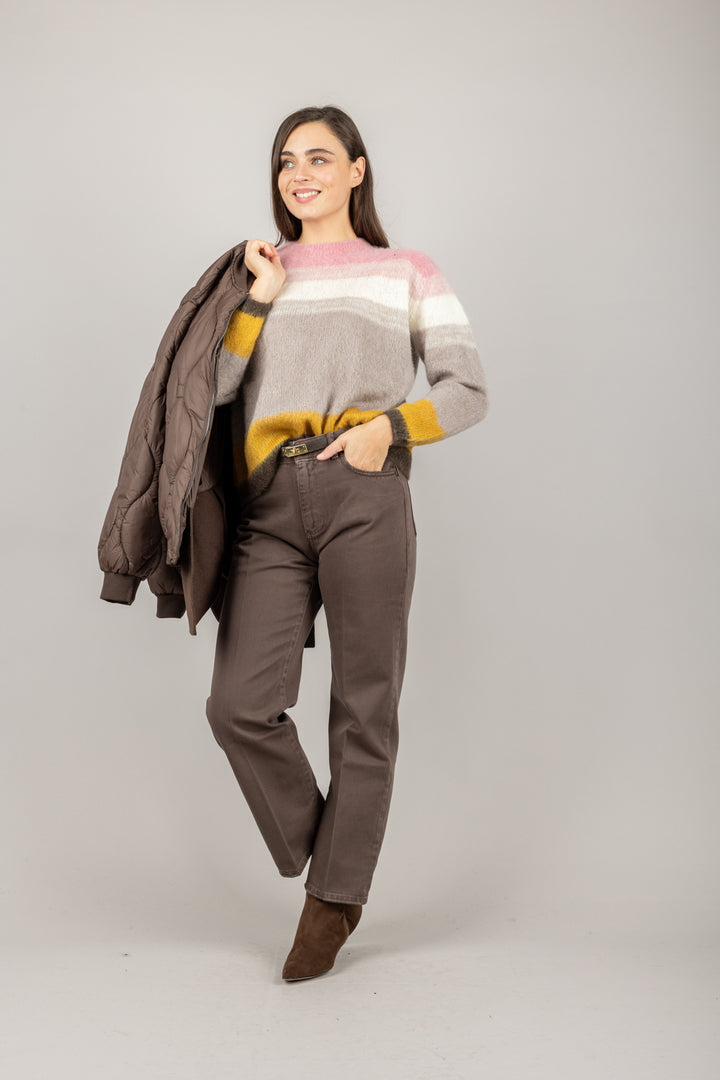 VICOLO - 55129F - MAGLIA MOHAIR A RIGHE