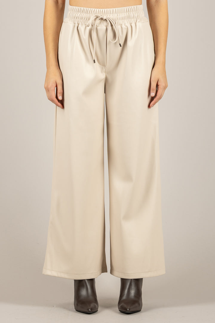 TENSIONE IN - 26P1429  - PANTALONE IN ECOPELLE CON ELASTICO IN VITA