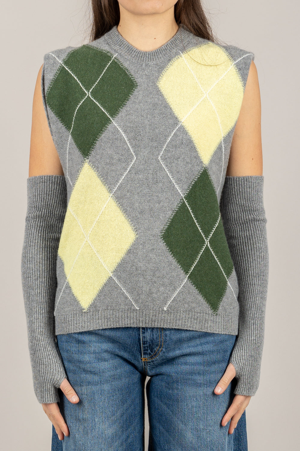 VICOLO - 77346F - GILET ROMBI CON MANICOTTI