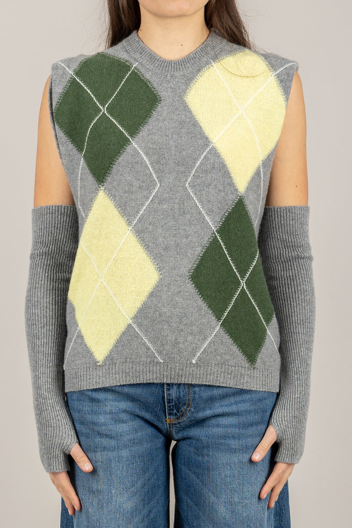 VICOLO - 77346F - GILET ROMBI CON MANICOTTI