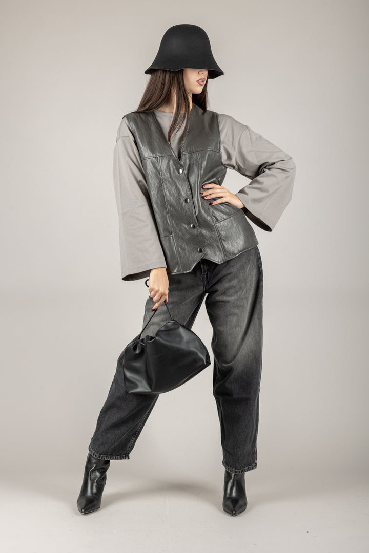 VICOLO - TF1294 - GILET CON BOTTONI IN ECOPELLE