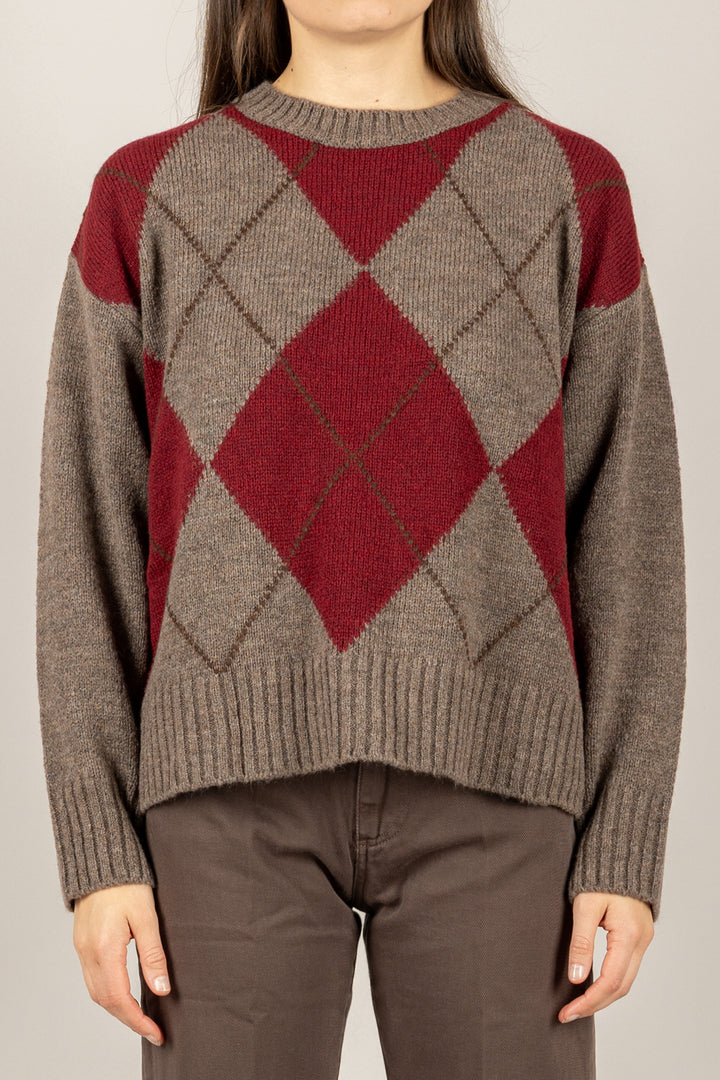 TENSIONE IN - W5HMJ78A359 - MAGLIA A ROMBI BICOLOR GIROCOLLO