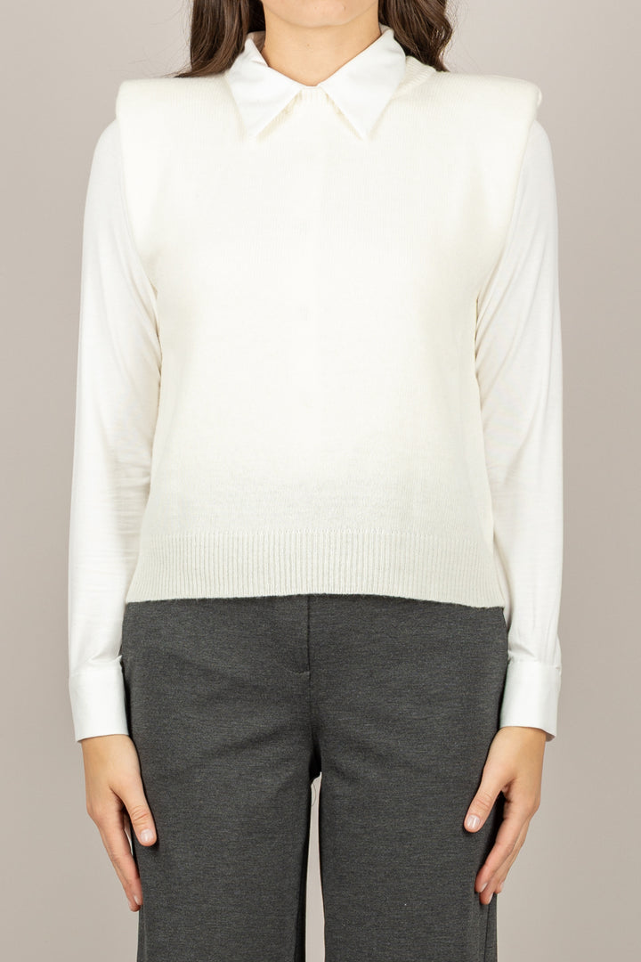 TENSIONE IN - D80088 - MAGLIA SMANICATA CON SPALLINE