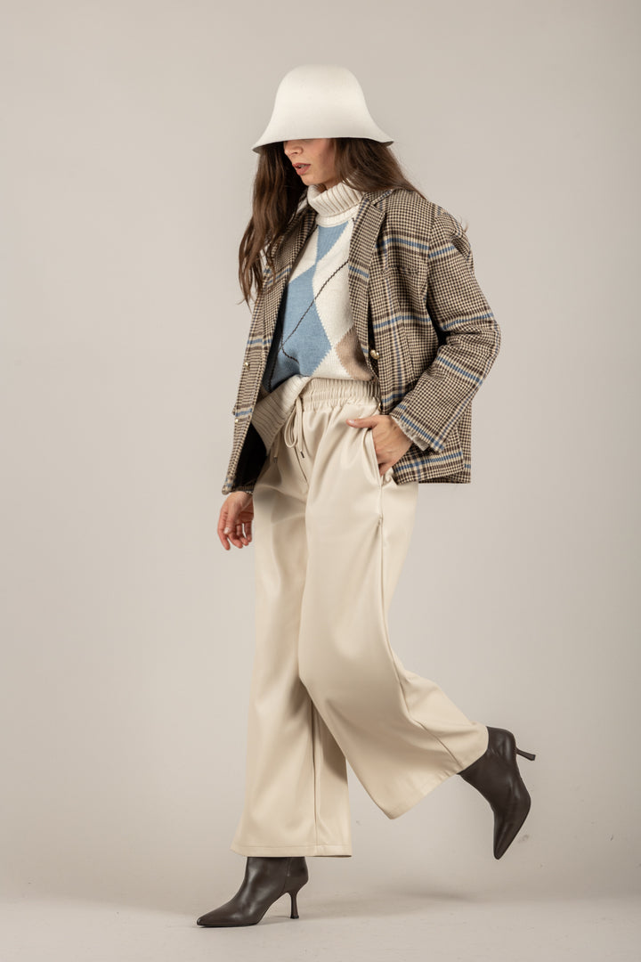 TENSIONE IN - 26P1429  - PANTALONE IN ECOPELLE CON ELASTICO IN VITA