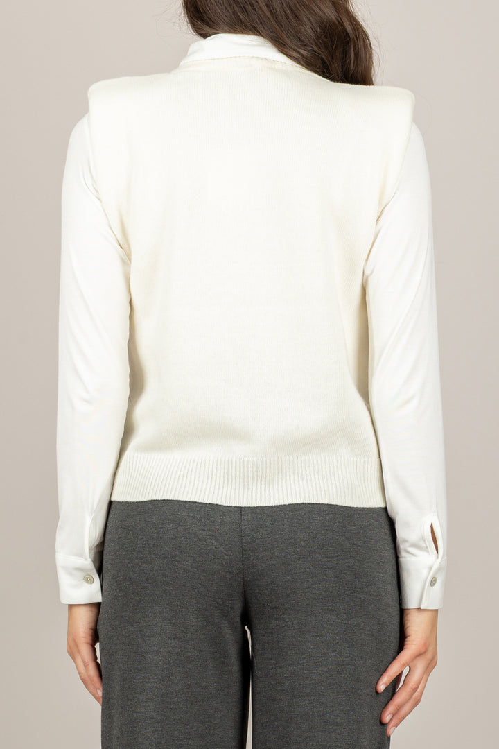 TENSIONE IN - D80088 - MAGLIA SMANICATA CON SPALLINE