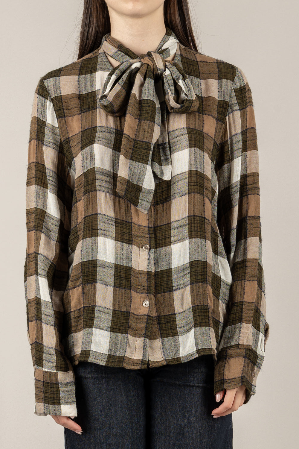 HAVEONE - CJK-P115 - CAMICIA TARTAN CON FIOCCO