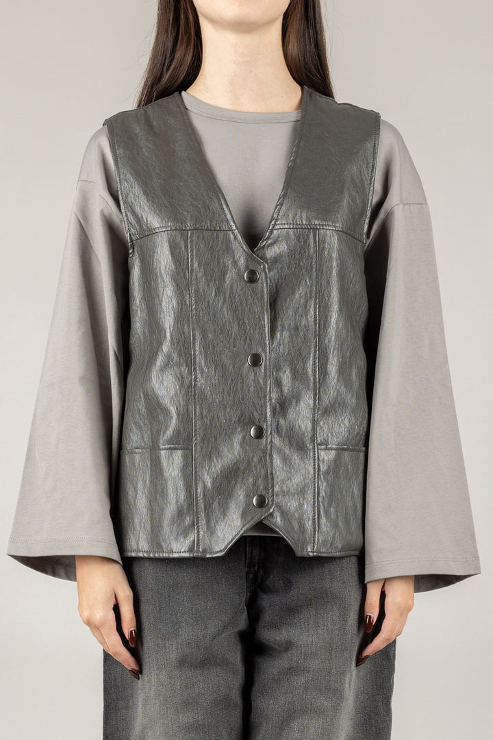 VICOLO - TF1294 - GILET CON BOTTONI IN ECOPELLE