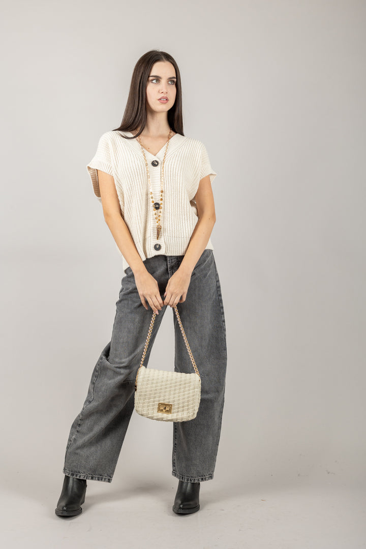 TENSIONE IN - D80941 - GILET OVER TRE BOTTONI