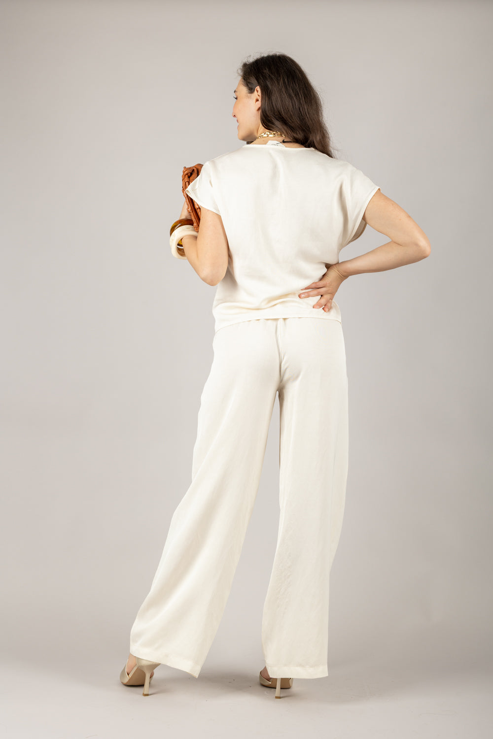 VICOLO - TD2447 - PANTALONE A PALAZZO CON COULISSE