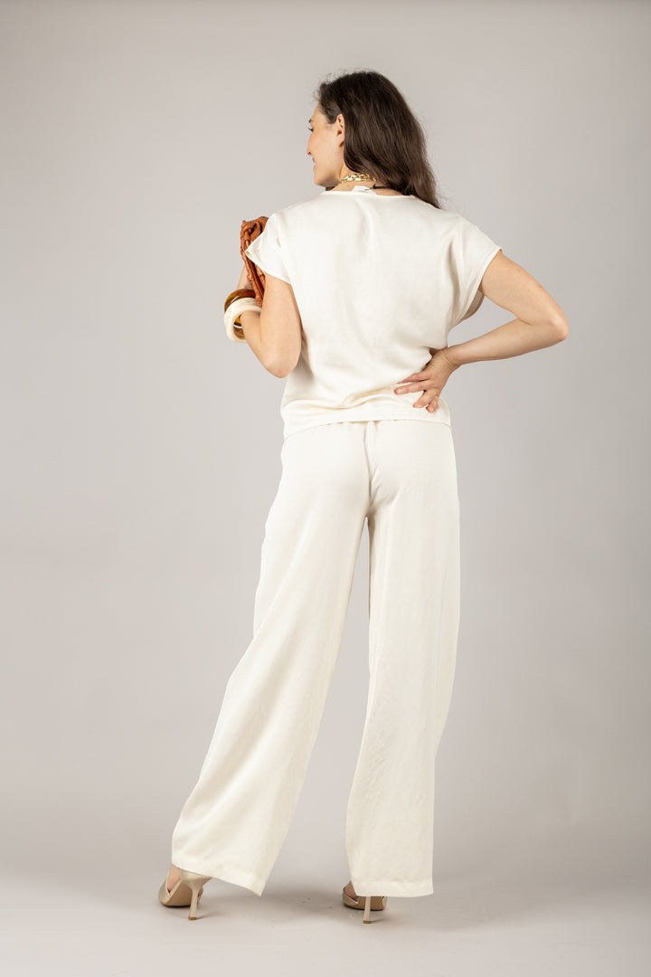 VICOLO - TD2447 - PANTALONE A PALAZZO CON COULISSE