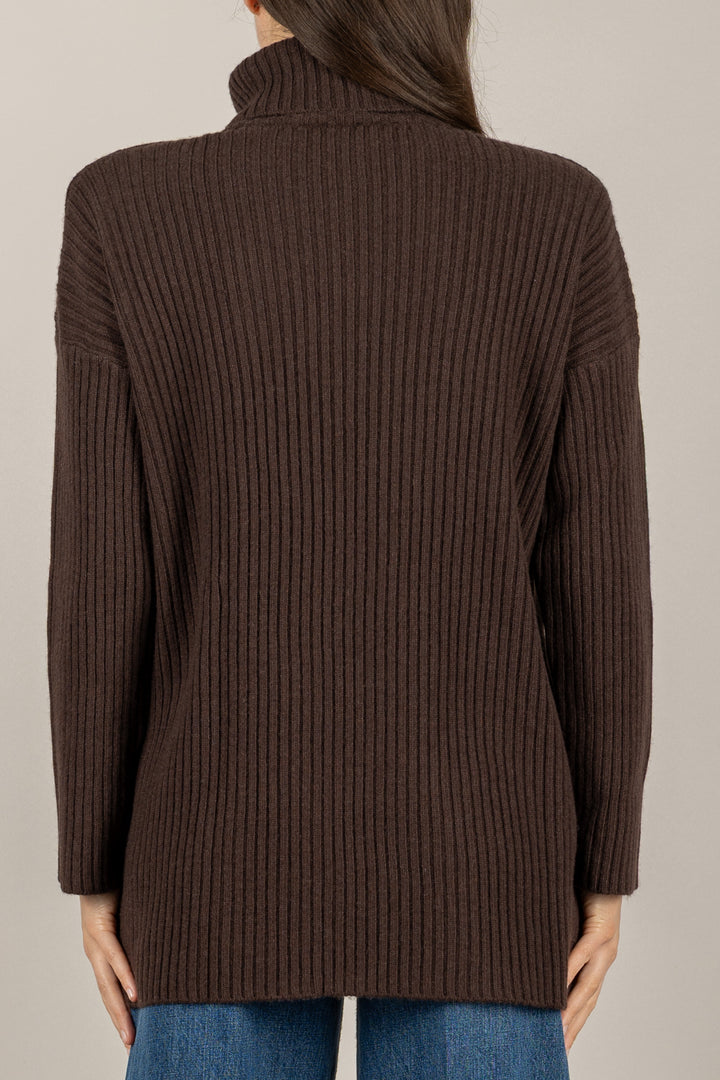 VICOLO - 77317F - MAGLIA COLLO ALTO CON SPALLINE A COSTE