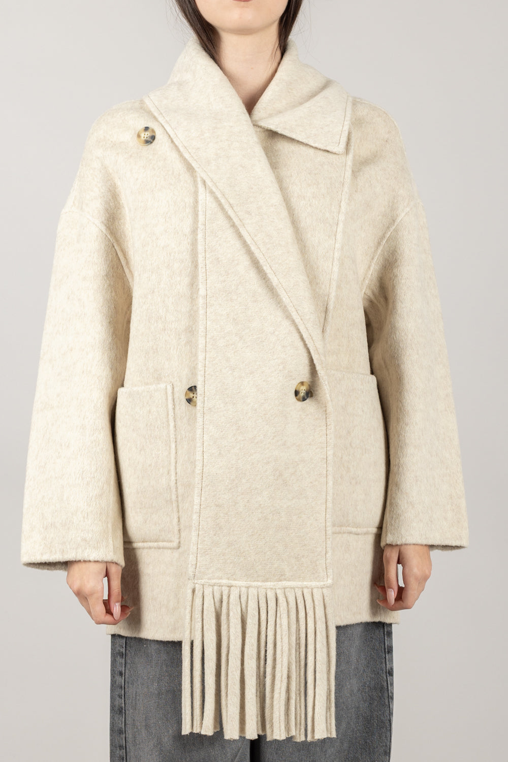 VICOLO - TF0025 - CAPPOTTO BOTTONE DECENTRATO SFRANGIATO