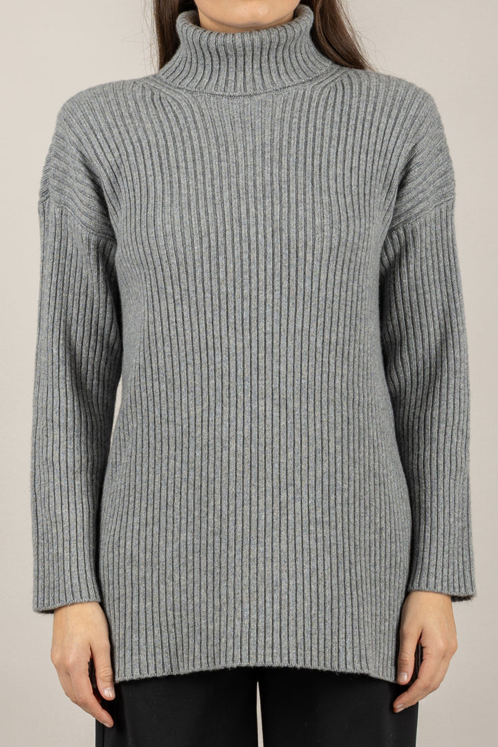 VICOLO - 77317F - MAGLIA COLLO ALTO CON SPALLINE A COSTE