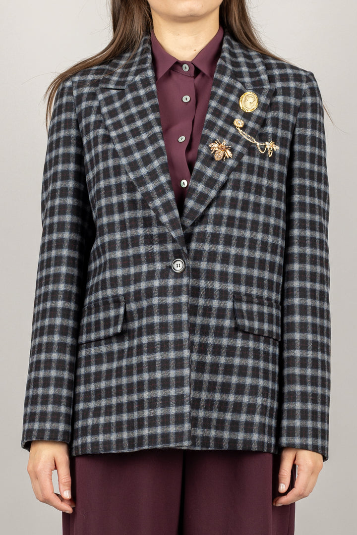 VICOLO - TF1881 - GIACCA CHECK CON SPILLE UN PETTO