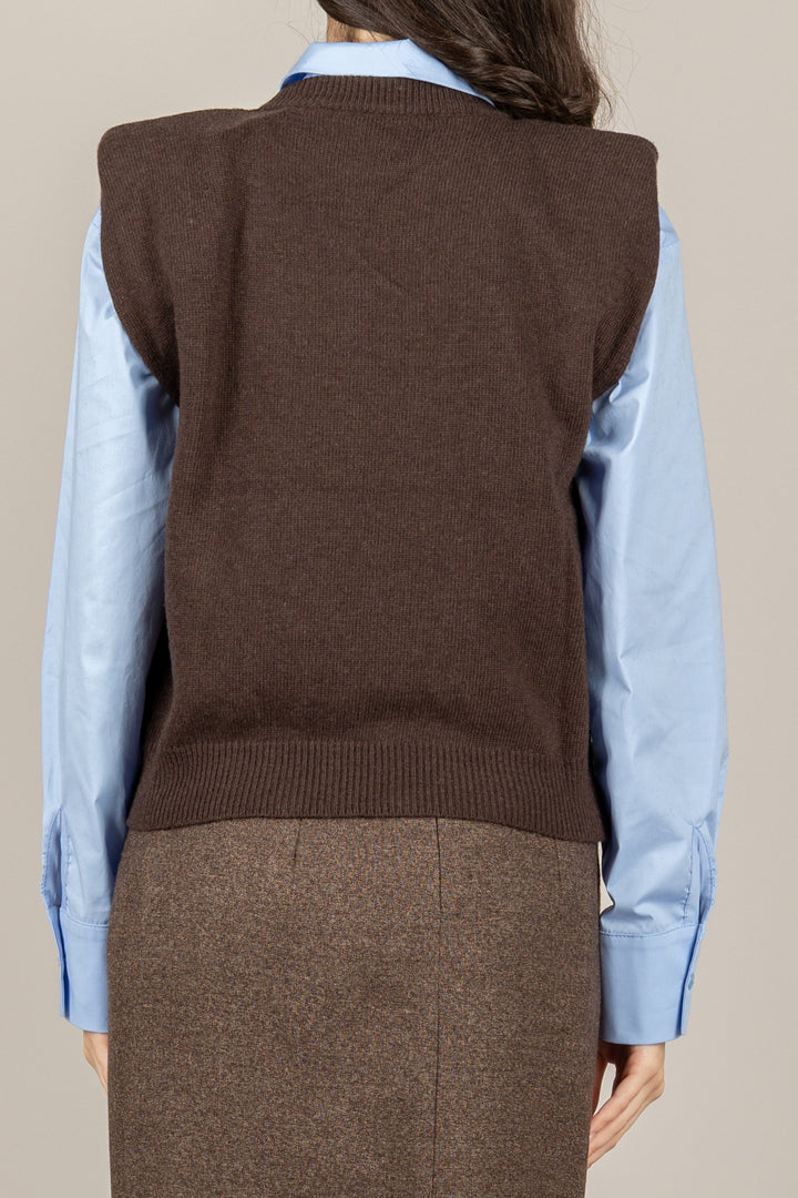 TENSIONE IN - D80088 - MAGLIA SMANICATA CON SPALLINE