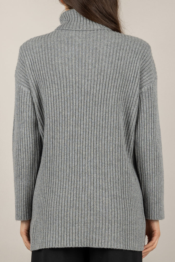 VICOLO - 77317F - MAGLIA COLLO ALTO CON SPALLINE A COSTE