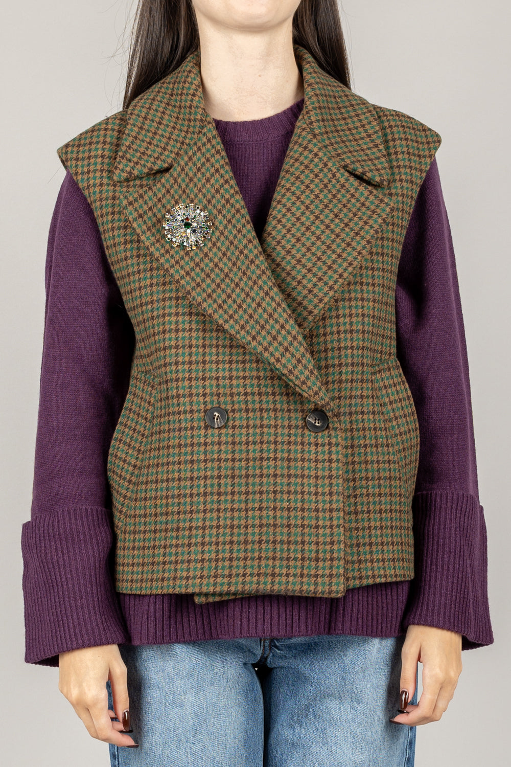 TENSIONE IN - W25J507 - GILET CHECK CON SPILLA