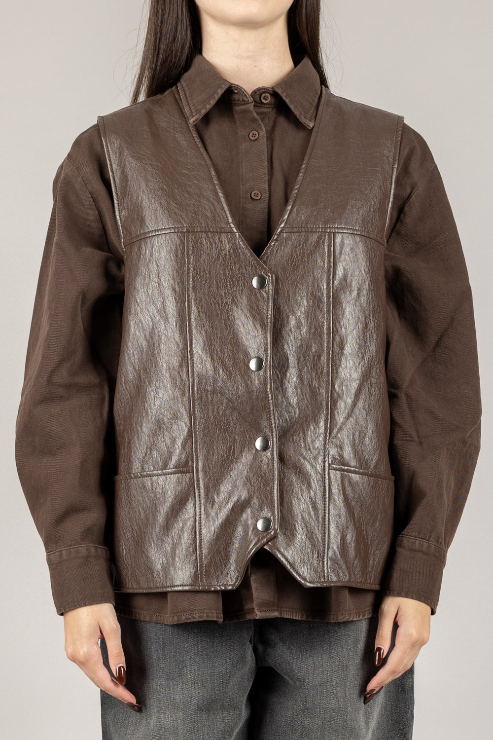 VICOLO - TF1294 - GILET CON BOTTONI IN ECOPELLE