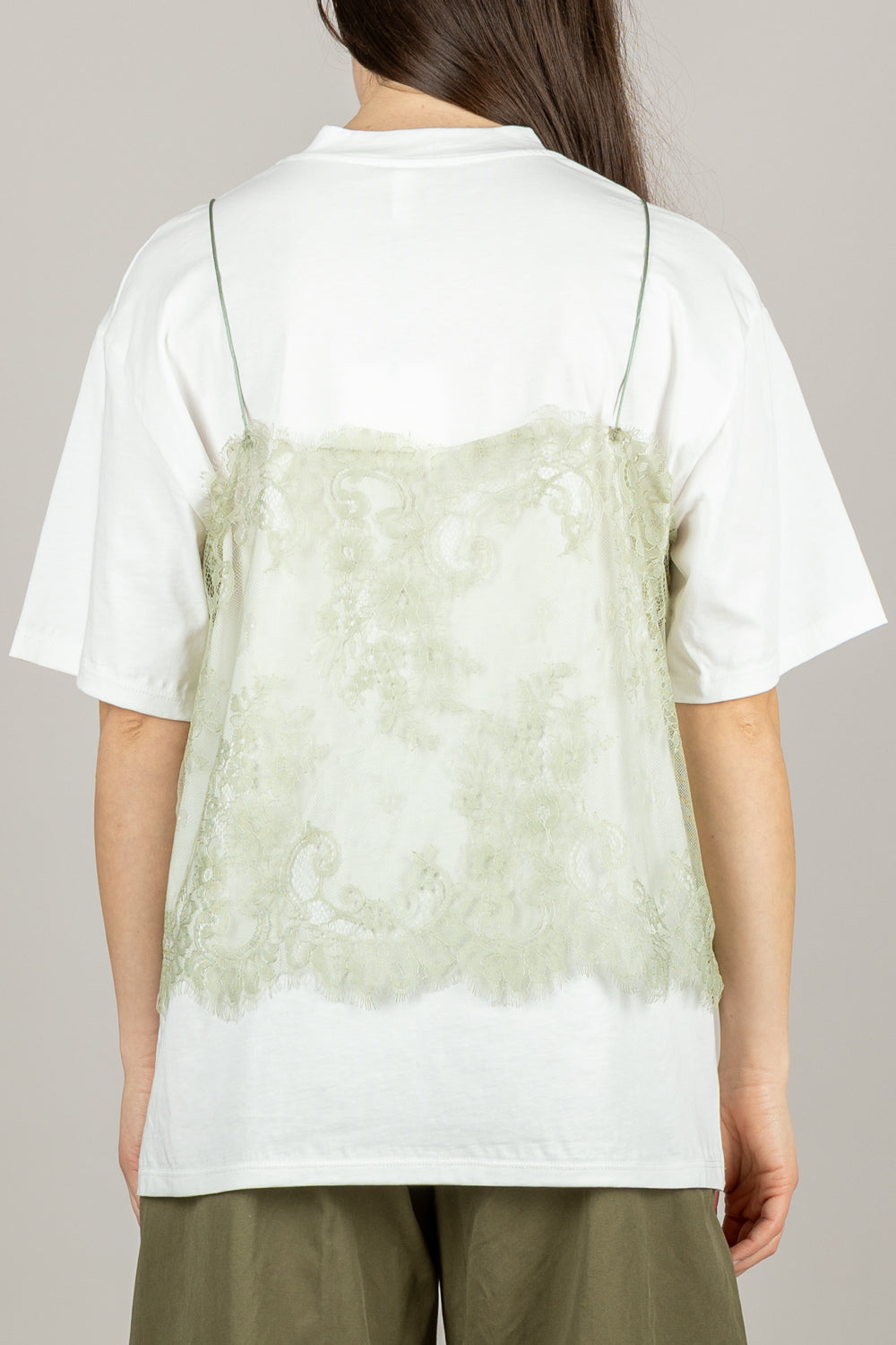 TENSIONE IN - PE260052 - T-SHIRT BIANCA CON DETTAGLIO TOP LIGHT KAKHI