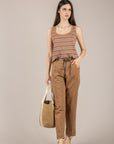 DIXIE - P881A239 - PANTALONE A SIGARETTA CON CINTA CAMEL