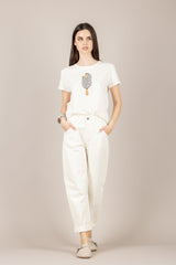 VICOLO - RAB0810 - T-SHIRT GELATO CON STRASS NATURALE