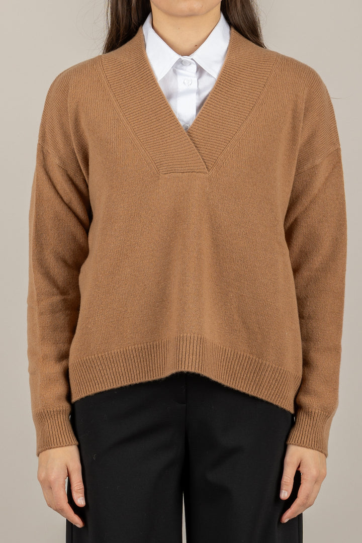 TENSIONE IN - WL785AI25 - MAGLIA SCOLLO A V IN LANA