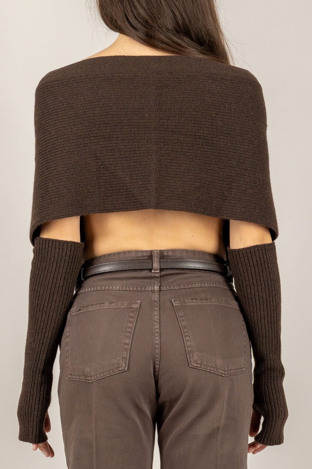 VICOLO - 77353F - CARDIGAN GILET SCOLLO SCHIENA CON MANICOTTI