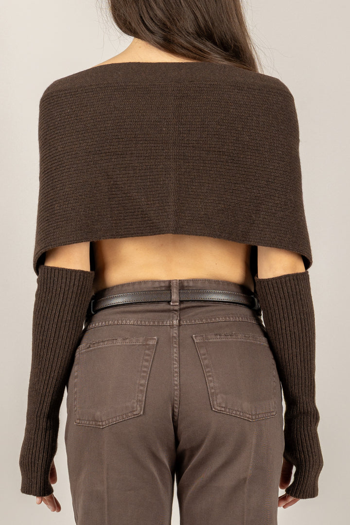 VICOLO - 77353F - CARDIGAN GILET SCOLLO SCHIENA CON MANICOTTI