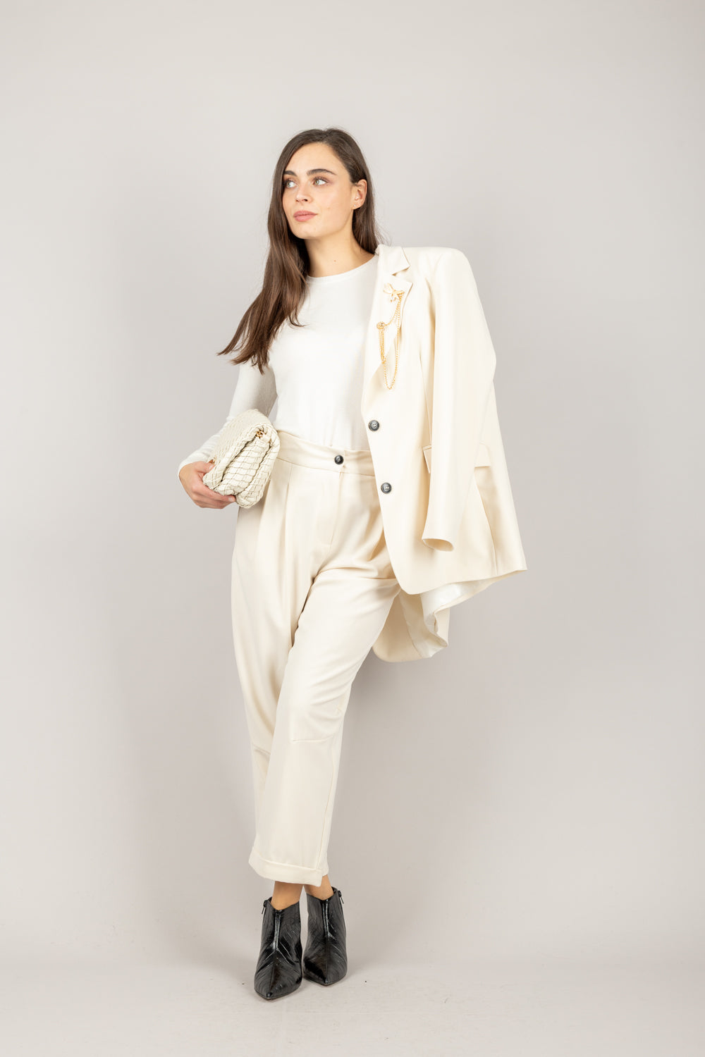 TENSIONE IN - 26P1209 - PANTALONE BAGGY CON PINCES