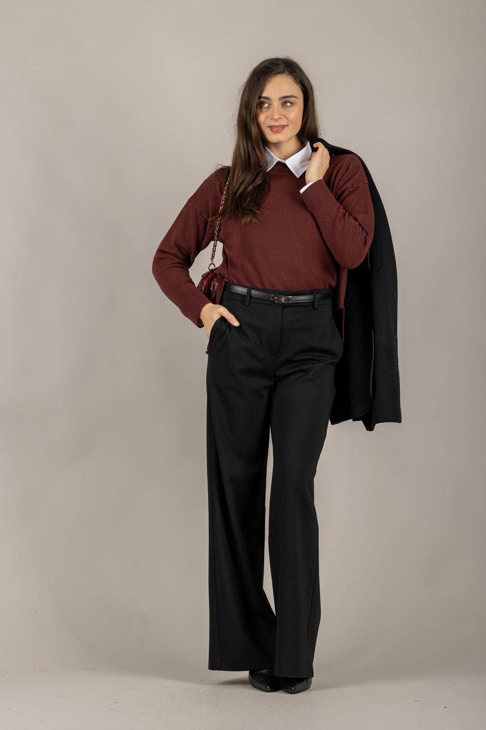 VICOLO - 77341F - MAGLIA GIROCOLLO DETTAGLI A COSTINE