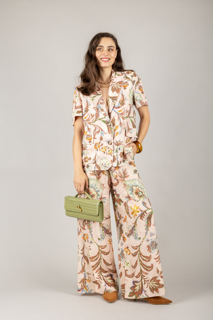 TENSIONE IN - S25PG93 - PANTALONE PALAZZO FLOREALE